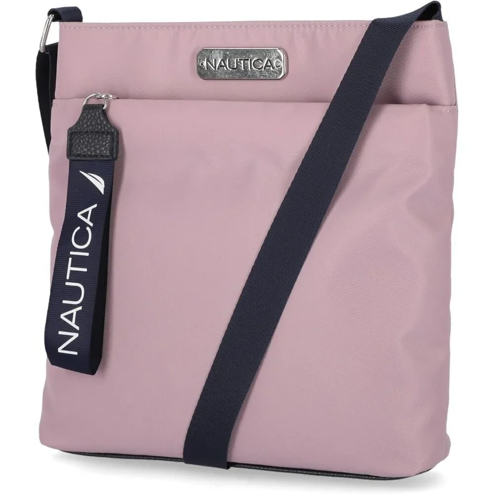 Women's Lilac Rose Nylon Crossbody Bag Purse with Adjustable Shoulder Strap